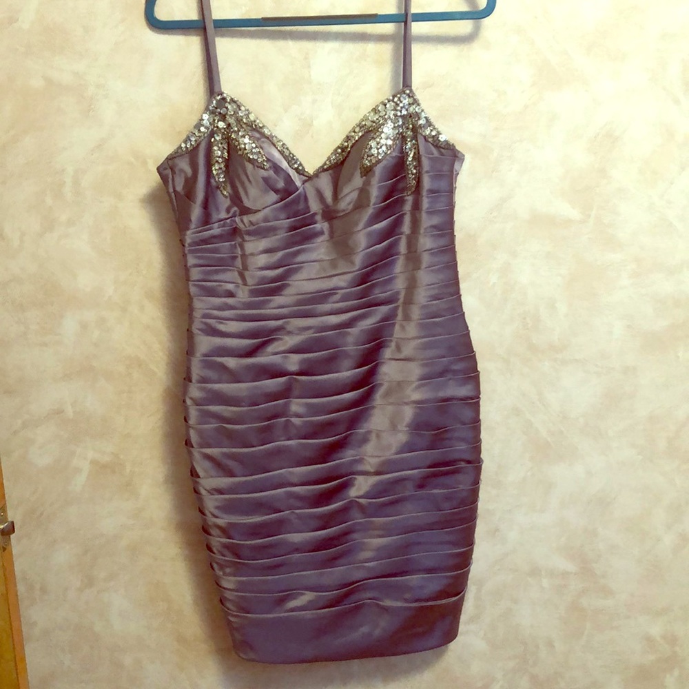 Adriana Papell gray sequin dress